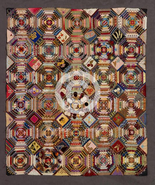 Quilt Top (Log Cabin, Windmill Blades Variation), about 1900. Creator: Adelaide Gallup Atkins.