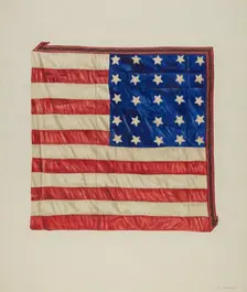 Quilt - Top Star and Flag Design, c. 1941. Creator: Fred Hassebrock