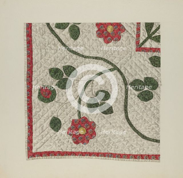 Quilt - Tulip Pattern, c. 1941. Creator: Alice Cosgrove.