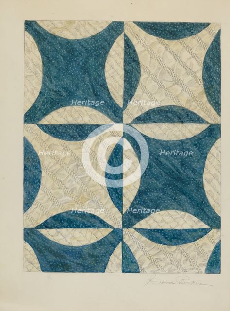 Quilted and Pieced Coverlet, c. 1938. Creator: Cora Parker.