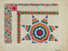 Quilted Applique Coverlet, c. 1936. Creator: Edward L Loper