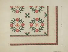 Quilted Applique Coverlet, c. 1936. Creator: Edward L Loper