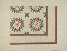 Quilted Applique Coverlet, c. 1936. Creator: Edward L Loper