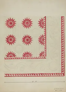 Quilted Applique Coverlet, c. 1936. Creator: John R. Towers