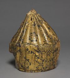 Quilted cap with star-patterned silk, 1000s. Creator: Unknown