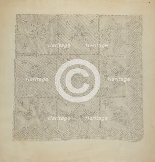 Quilted Coverlet, c. 1938. Creator: A. Zimet.