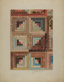 Quilted Pieces - Squares, 1935/1942. Creator: Unknown