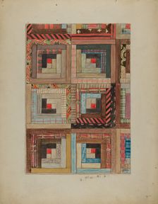 Quilted Pieces - Squares, 1935/1942. Creator: Unknown