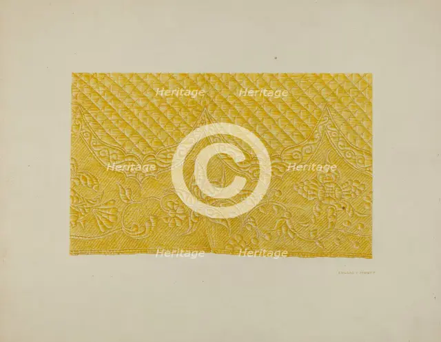 Quilting on Silk (Detail), c. 1940. Creator: Edward Jewett.