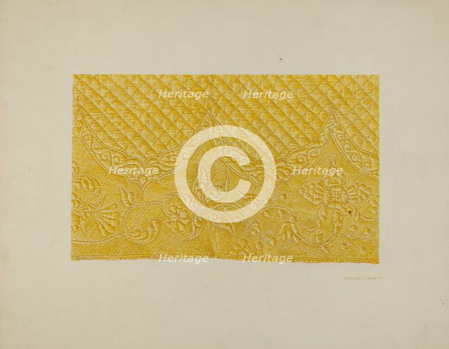 Quilting on Silk (Detail), c. 1940. Creator: Edward Jewett.