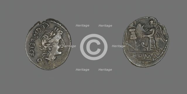 Quinarius (Coin) Depicting the God Apollo, about 97 BCE. Creator: Unknown.
