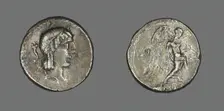 Quinarius (Coin) Depicting the God Apollo, about 90 BCE. Creator: Unknown