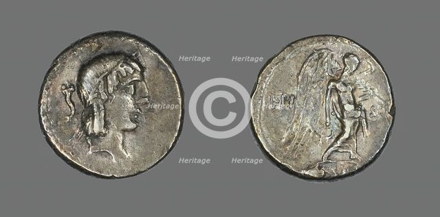 Quinarius (Coin) Depicting the God Apollo, about 90 BCE. Creator: Unknown.