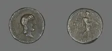 Quinarius (Coin) Depicting the God Apollo, about 90 BCE. Creator: Unknown