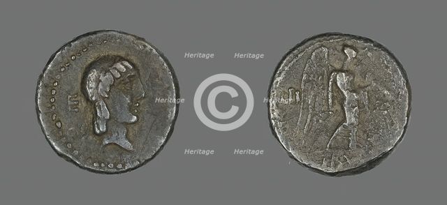 Quinarius (Coin) Depicting the God Apollo, about 90 BCE. Creator: Unknown.