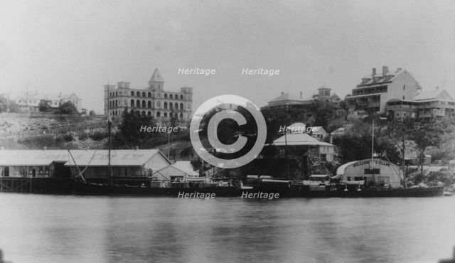 Quinlan and Gray's Wharf and William Collin Wharf, Brisbane, c1892 (Petrie Bight). Creator: Unknown.
