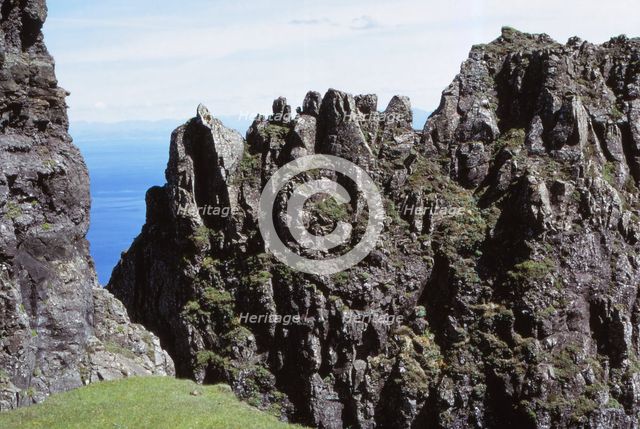 Quirang Rocks, view from The Table, Isle of Skye, Scotland, 20th century.  Artist: CM Dixon.