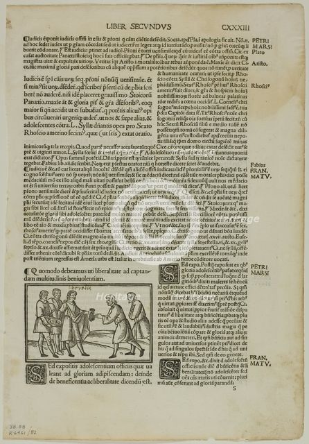 Quomodo debeamus uti liberalitate ad captandam multitudinis beniuolentiam (How We...1937. Creators: Unknown, Max Geisberg, Marcus Tullius Cicero.