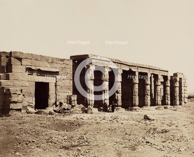Qurna, Mortuary Temple of Seti I. Luxor, West Bank (Thebes), between 1860 and 1903. Creator: Antonio Beato.