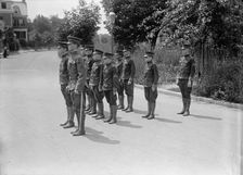 R.T. Elliott Jr., Lincoln Shah Jr., American Guard Drilling, Front Right, 1917. Creator: Harris & Ewing