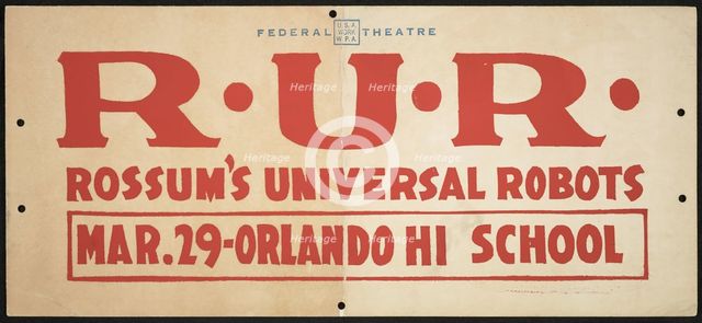 R.U.R. (Rossum's Universal Robots), [193-]. Creator: Unknown.