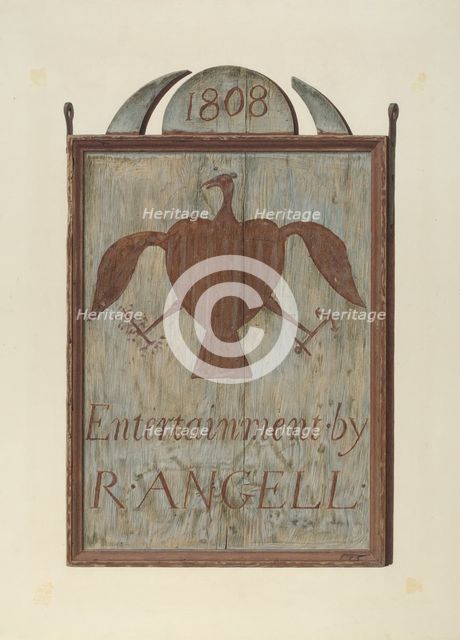 R. Angell's Tavern Sign, c. 1939. Creator: John Matulis.