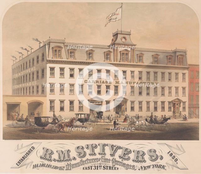 R. M. Stivers, Manufacturers of Fine Carriages, 146-152 East 31st Street, New York, 1872-73. Creator: Hatch & Co..