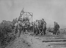 R.R. follows British advance, 31 Oct 1918. Creator: Bain News Service