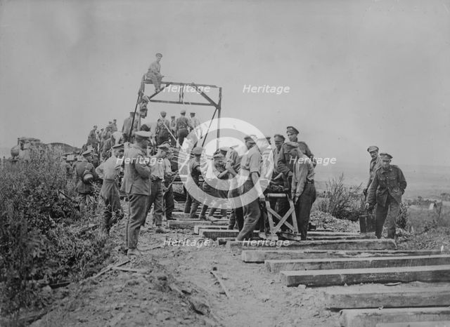 R.R. follows British advance, 31 Oct 1918. Creator: Bain News Service.