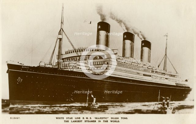 RMS 'Majestic', White Star Line steamship, c1920s.Artist: Kingsway