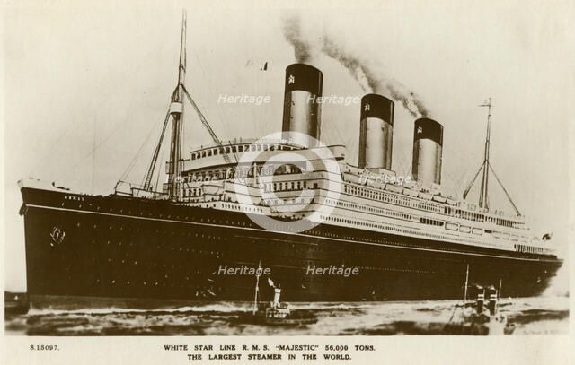 RMS 'Majestic', White Star Line steamship, c1920s.Artist: Kingsway