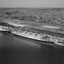 RMS Aquitania at the New Docks (Western Docks), Southampton, Hampshire, 1949. Artist: Aerofilms