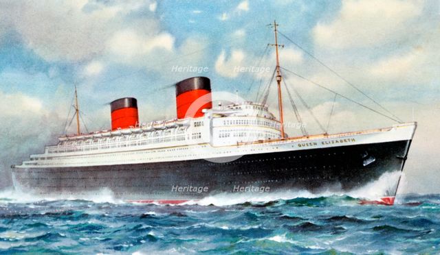 RMS 'Queen Elizabeth', Cunard ocean liner, 20th century. Artist: Unknown