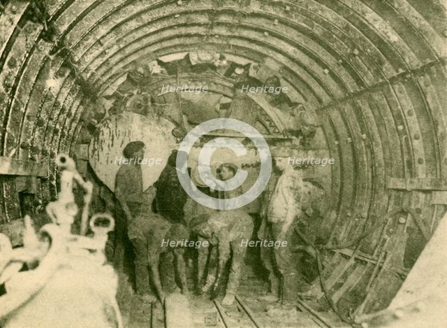 'Rotary Cutter at Work in the Enlarged Tube of the City and South London Railway Line', c1930. Creator: Unknown.