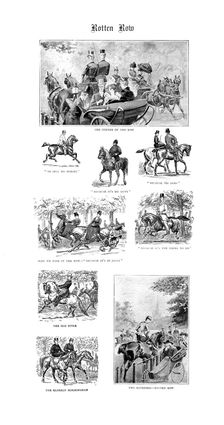 'Rotten Row, Why we ride in the Row, Hyde Park 1891. Creator: Unknown