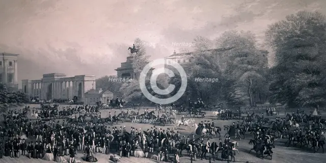 Rotten Row, Hyde Park, London, 1867. Artist: WH Simmons
