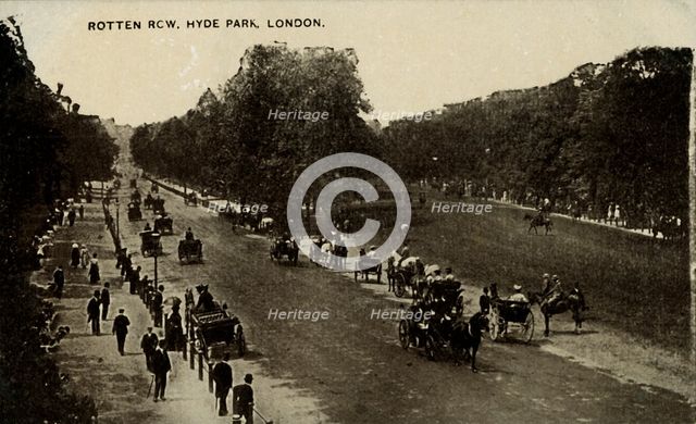 'Rotten Row, Hyde Park, London', late 19th-early 20th century.  Creator: Unknown.