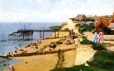 Rottingdean beach, East Sussex, looking west, c1900s-1920s
