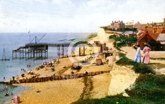 Rottingdean beach, East Sussex, looking west, c1900s-1920s. Artist: Unknown