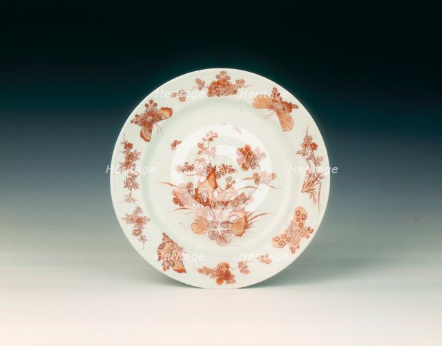 Rouge de fer and gilt plate, Qing dynasty, late Kangxi period, China, 1700-1722. Creator: Unknown.