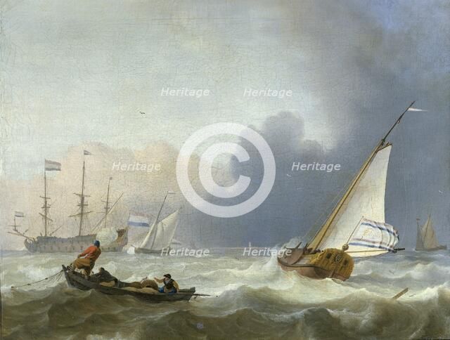 Rough Sea with a Dutch Yacht, 1694. Creator: Ludolf Bakhuizen.