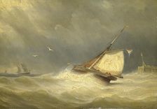 Rough Sea with Sailing Vessels, 1850-1859. Creator: Georges Johannes Hoffmann