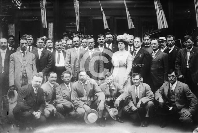 Rough riders at Cincinnati, enroute to reception of T.R. [Theodore Roosevelt], c1910-c1915. Creator: Bain News Service.
