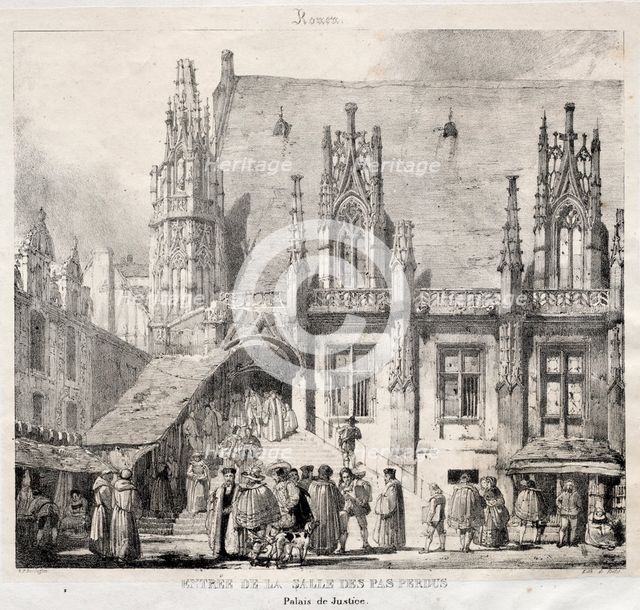 Rouen: Entrée de la Salle des Pas Perdus, Palais du Justice, 1824. Creator: Richard Parkes Bonington (British, 1802-1828).