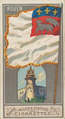 Rouen, from the City Flags series (N6) for Allen & Ginter Cigarettes Brands, 1887. Creator: Allen & Ginter