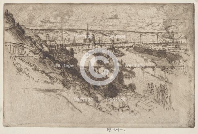 Rouen, from Bon Secours, 1907. Creator: Joseph Pennell.