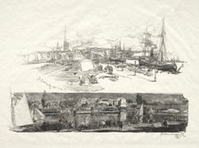 Rouen Illustré: Les Nouveaux Quais-LIle La Croix, 1896. Creator: Auguste Louis Lepère (French, 1849-1918)