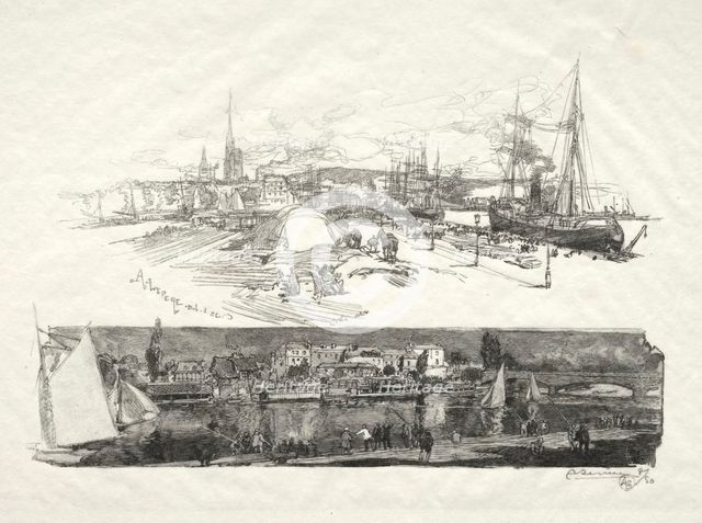 Rouen Illustré: Les Nouveaux Quais-LIle La Croix, 1896. Creator: Auguste Louis Lepère (French, 1849-1918).