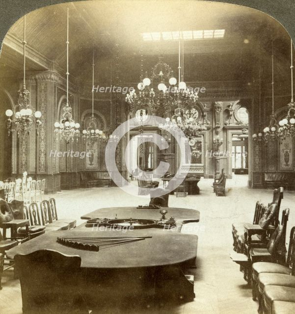 Roulette salon, Monte Carlo, Monaco.Artist: Underwood & Underwood
