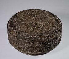 Round Box with Decoration of Two Pheasants and Peonies, late 1200s. Creator: Unknown